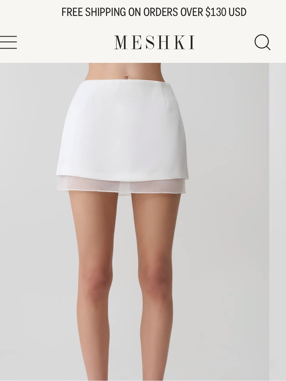 Meshki White Layered Mini Skort - NWT